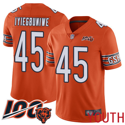 Chicago Bears Limited Orange Youth Joel Iyiegbuniwe Alternate Jersey NFL Football #45 100th Season->youth nfl jersey->Youth Jersey